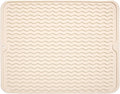Large 14" x 11" Silicone Dish Drying Mat for Kitchen Counter, Easy clean, Quick Dry, Heat-resistant Dish Drainer Mat for Sink,Refrigerator or Drawer liner (Food Grade Silicone-Beige)