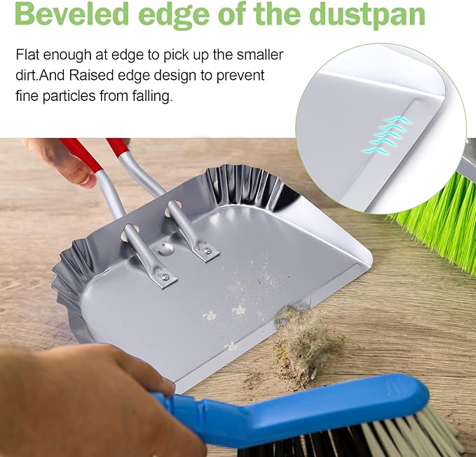 TOP DOG Metal Dustpan 17”, Aluminum Dust Pans Heavy Duty Does not Chip or Bend Sheet Metal Edge Flat Against Floor for Small Item Sweeping Rubber Coated Easy to Grasp Handle (1pcs)