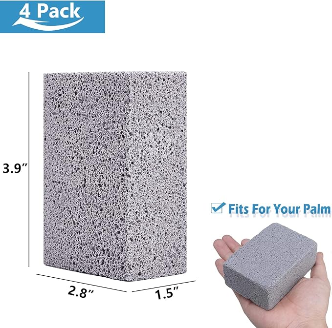 KAYCROWN Grill Griddle Cleaning Brick Block, Grill Cleaning Brick Removing Stains for Flat Top, Sink, BBQ Grill Cleaner, Pumice Griddle Cleaning Stone Griddle Scraper Cleaner, 4 Pack