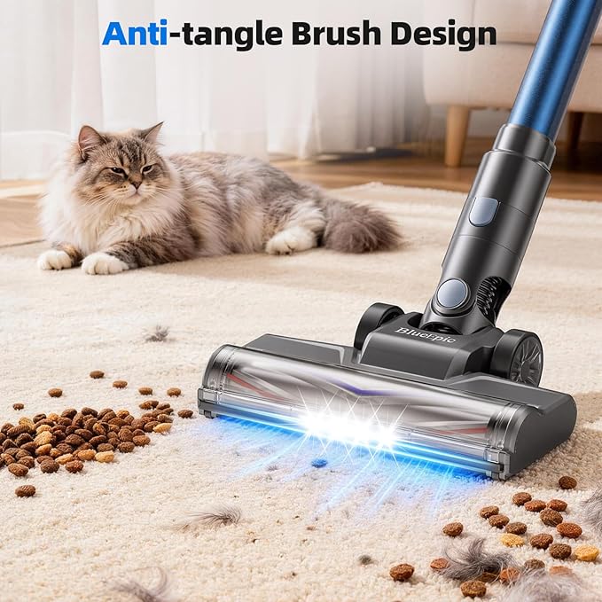 BlueEpic Cordless Vacuum Cleaner for Home, 40KPA/300W Stick Vacuums with Charging Wall Dock, Anti-Tangle, 6 in 1 Lightweight Handheld Vacuum for Pet Hair, Hard Floor, Carpet