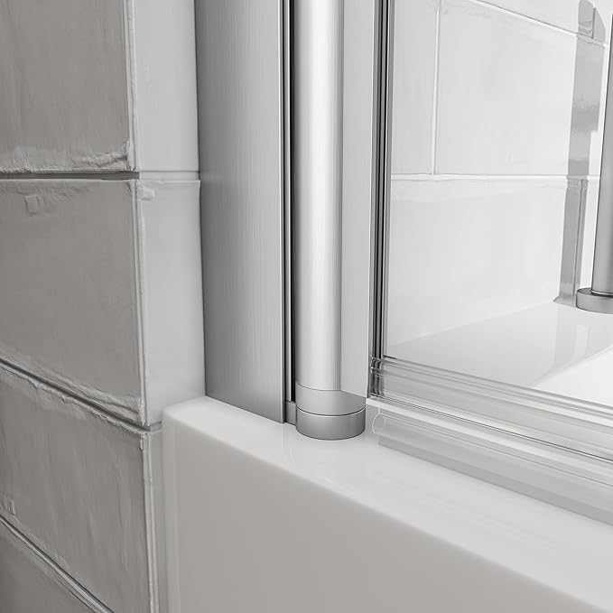 31"-32" W x 55" H Brushed Nickel Flexible 180° Pivot Shower Door Reversible Installation Frameless Bathtub Screen,6MM Tempered Glass with Nano Easy Cleaning and Stick Explosion-Proof Membrance