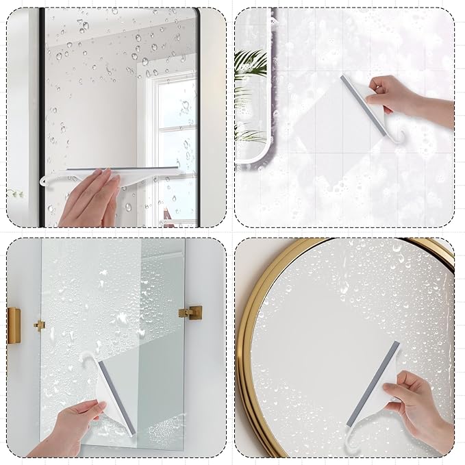 Sink Squeegee, Mini Squeegee with Hanging Hook, Silicone Mirror Squeegees, Bathroom Squeegees for Shower Cleaning Sink, Bathroom, Glass, Car Windows Wiper Scraper