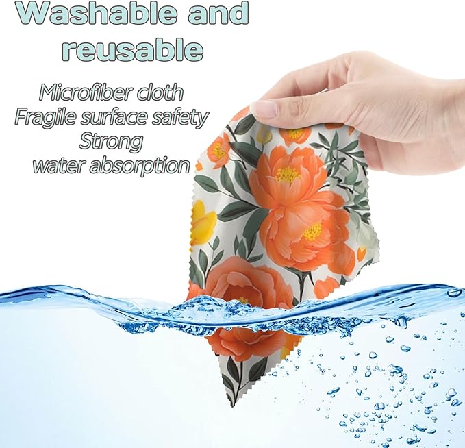 6 PCS Glasses Cleaning Cloth Eyeglass Lens Microfiber Cleaning Cloth Reusable Phone Screens Camera Cute Aesthetic Women Girls(6.3"x6.3")-Green Pink