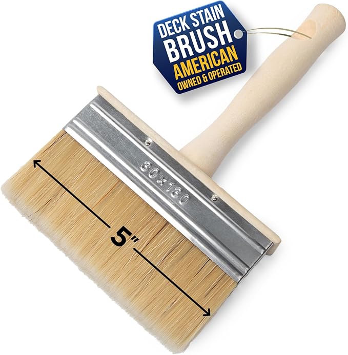 Foxtrot Deck Stain Brush, 5-Inch, Professional Grade Wood Stain Applicator for Fast & Even Paint, Stain, and Sealer, Deck Brush, Large Paint Brush, Deck Stain Brushes for Wood Deck, Fence, Walls