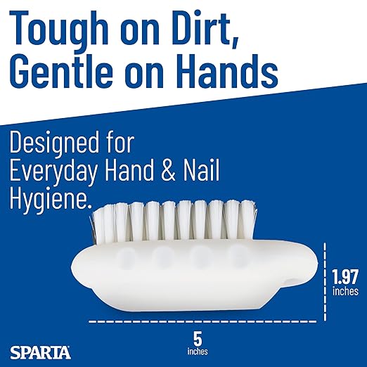 SPARTA 5 Inch Hand and Nail Brush with Stiff Polyester Bristles, Polypropylene Body, Color Coded Scrub Brush for Commercial Foodservice and Industrial Use, White (Pack of 12)