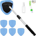 8 Pcs Car Windshield Cleaner Tool Kit with Extendable Handle, Microfiber Towel Pads, Brush, Empty Spray Bottle for Auto Glass Wiper Suvs Rvs & Home Windows(Light Blue)