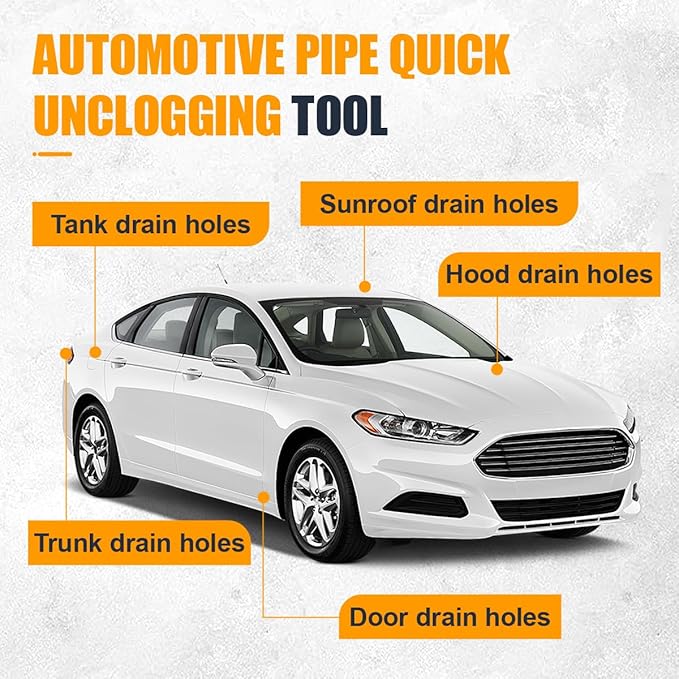 Auto Sunroof Drain Cleaning Tool, 118 Inch Long Flexible Pipe Cleaner with Tube Cleaning Brush, Syringe Hose, Soft Drain Brush Long Pipe Dredging Tool for Windshield Sewers Drains Hole (Green)