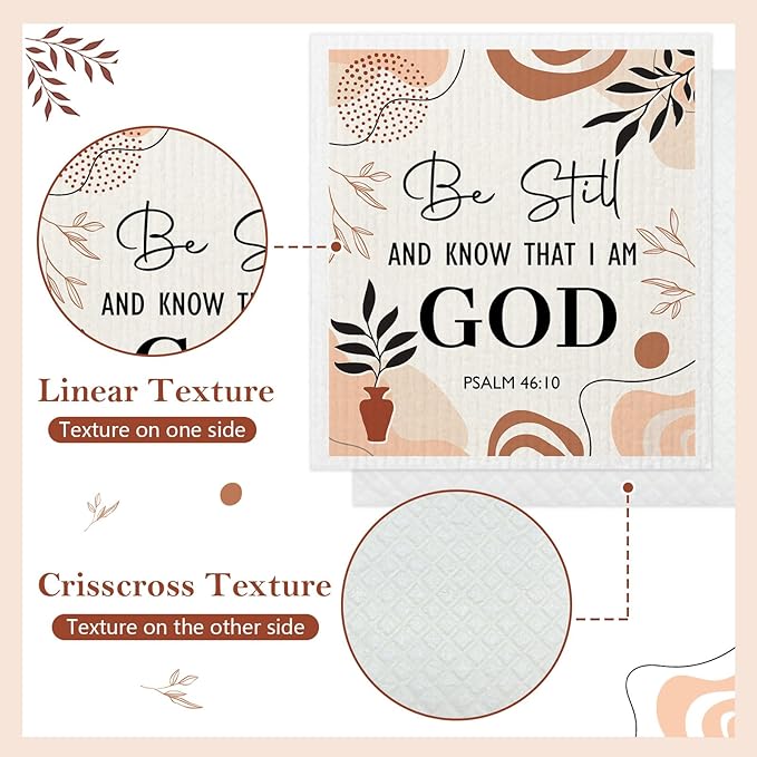 5 Pack Mixed Bible Verse Cross Swedish Kitchen Dishcloths Dish Towels, Religious Dish Towels for Kitchen, Swedish Dishcloth Christian, Paper Towels Reusable, Dish Cloth Towel Wipe for Home
