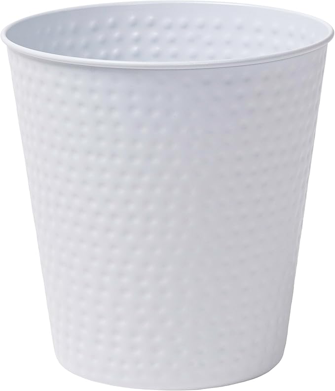 happimess HPM1110D Axel Modern Minimalist Hammered Steel 2-Gallon Wastebasket for Home, Bathroom, Living Room, Office, Bedroom, Kitchen, Matte White