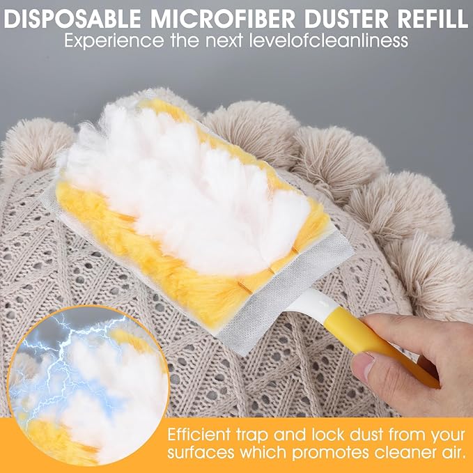 120 Pcs Duster Refills, Electrostatic Disposable Dusters Refills Compatible with Duster, Bulk Heavy Duty Dusters Refill for Blinds Ceiling Fans Furniture Multi-Surface Dusting, Unscented(Orange)