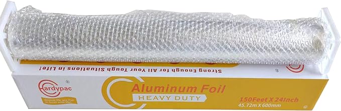 24 inch extra wide Heavy Duty Aluminum Foil Roll, 23 Micron Thick, 300SQFT, 24 Inch x 150 Feet, kitchen wide tin foil grill foil for cooking, baking, wrapping, BBQ aluminum foil heavy duty.