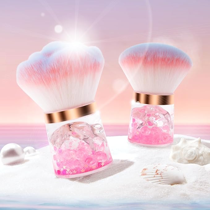 ANGNYA Nail Dust Brush, Rose Nail Art Dust Powder Remover Brush with Acrylic Handle Flower Design, Fluffy Dust Brush for Nails Soft Nail Duster Brush (Rose)