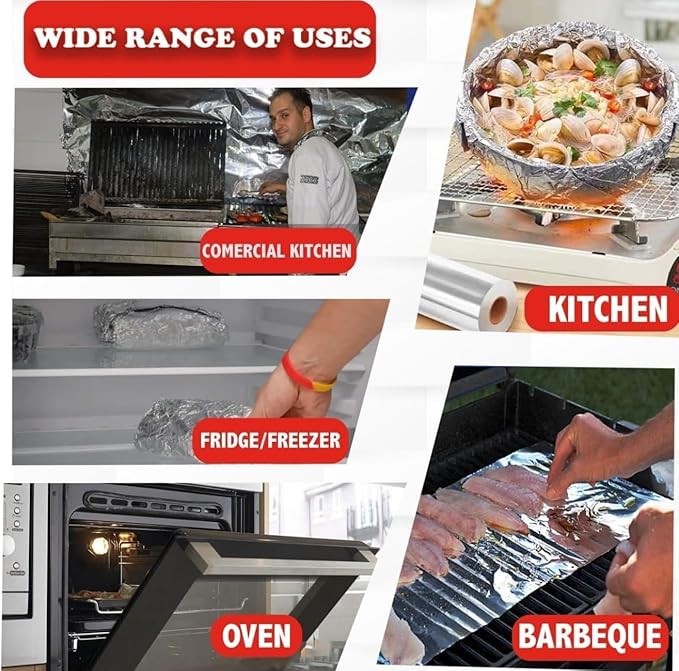 Aluminum Foil 12" 1000Ft, Thick|Deli|Home|Strong Enough For Food Service Industry | BBQ|Cocking|Wrap | Baking