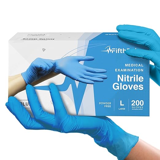 Blue Nitrile Disposable Gloves Large, 200 Count - Latex Free Medical Gloves, Dental and Surgical Grade - Powder Free Rubber Gloves
