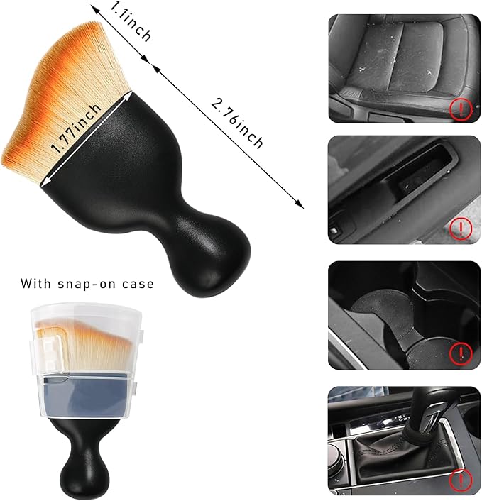 Car Interior Dust Brush, Soft Scratch Free Auto Detailing Brushes, Universal Vehicle Interior Cleaning Tool for Automotive Dashboard, Air Vents, Leather(Yellow)