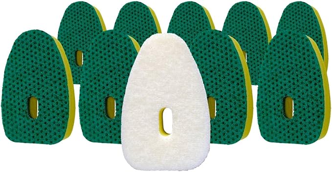 Smilyeez Green Dotted Heavy Duty Scrubbing Sponge Refill for use with The Dish Daddy (Reg. TM) Dishwand (10 Pack) – Replacement Head - Ideal for Dishwashing and Kitchen Cleaning