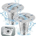 2Pack Bathroom Sink Drain Strainer, Reusable Sink Strainer Bath Tub Hair Catcher, Stainless Steel Cone Shaped Floor Drain Replacement Fit Hole Size 1.2"-1.6"