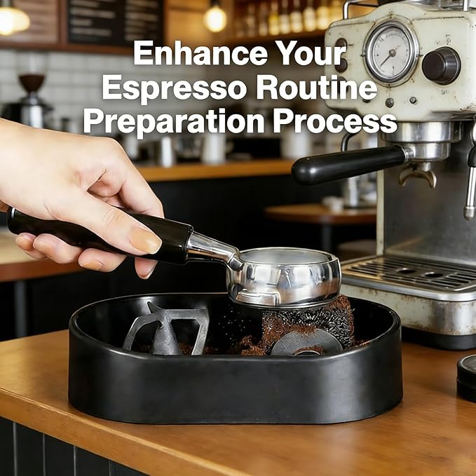 Premium Espresso Clean Holder,Coffee Portafilter Cleaning Kit,Coffee Machine Filter Cleaning Device for 51/53/58mm Systems,Electric Automatic Knock Box Cleaner (THREE)