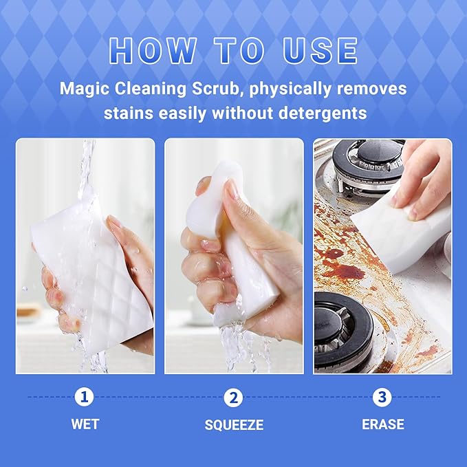 30Pack Magic Sponge Eraser - 3X Density Premium Melamine Sponges for Deep Cleaning, Long Lasting Multi-Surface Use on Kitchen, Bathroom, Floor, Walls, Furniture (30/Pack)