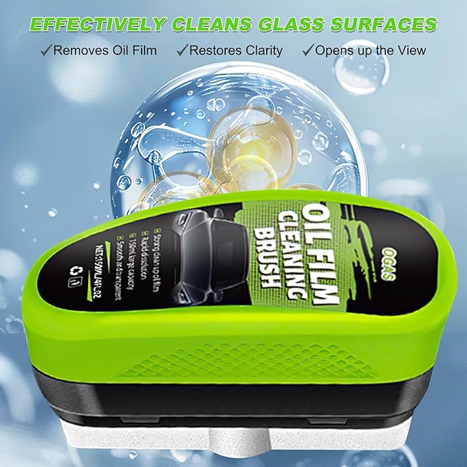Automotive Oil Film Cleaning Brush, 2026 New Car Windshield Oil Film Remover for Car Windows Includes 1 Refill Bottle, Glass Coating Cleaner Board, Anti-Rain Fog, Improves Clarity (1pcs)