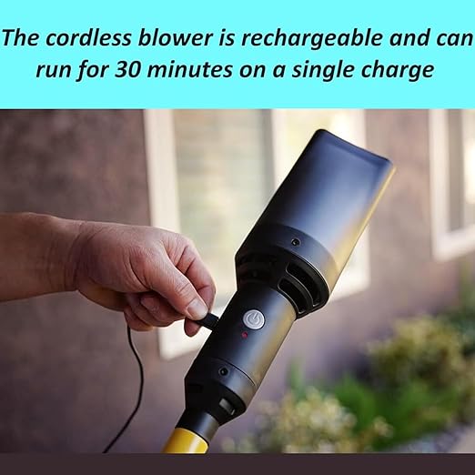 Outdoor Broom with Built-in Lightweight Rechargeable Cordless Mini Leaf Blower | Small Leaf Blower & Air Stick Blower Broom for Patio, Deck, Balcony, RV