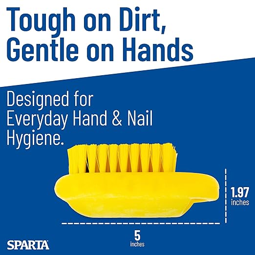SPARTA 5 Inch Hand and Nail Brush with Stiff Polyester Bristles, Polypropylene Body, Color Coded Scrub Brush for Commercial Foodservice and Industrial Use, Yellow (Pack of 12)