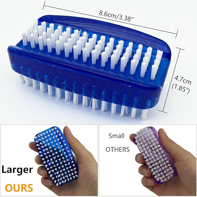 Nail Brush for Cleaning Fingernails 2 Sided Nylon Bristles Fingernail Brush for Cleaning Nail Scrubber Scrub Clean Soft Stiff Nail Scrub Brush, 2 Pack
