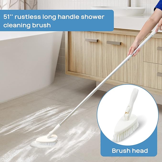 Qaestfy Bathtub Brush Refill Replacement Shower Tub and Tile Cleaning Lock in Place Scrub Brushes Head for Bathroom Wall Floor Scrubbing Compatiable with QAE008 & QAE002 Model QAE007