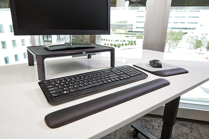 3M Gel Wrist Rest for Keyboards, Soothing 3M Gel Technology and Satin Smooth Cover for All Day Comfort and Support, Durable and Easy to Clean, 19", Black (WR85B)