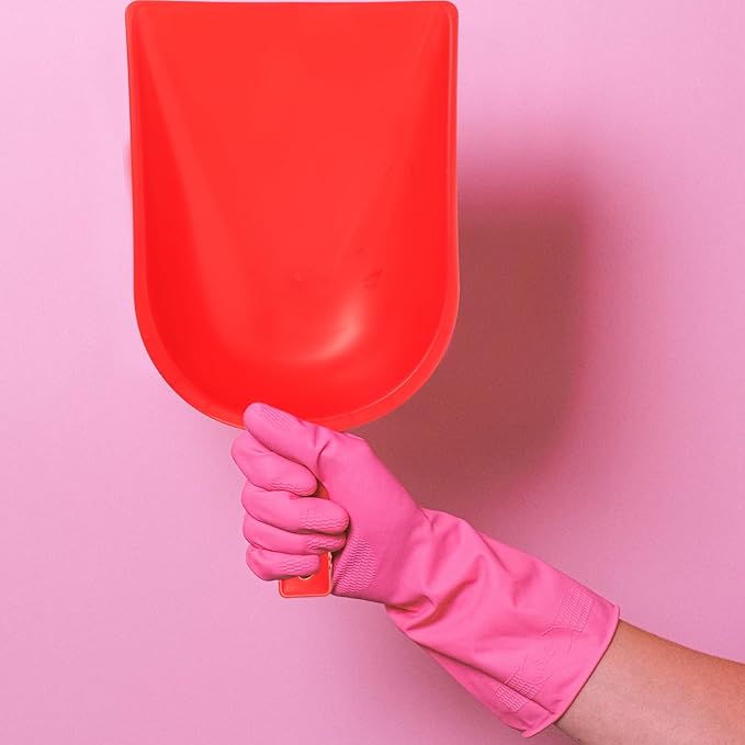 HEMOTON Handheld Dustpan and Desktop Cleaning Shovel Red Plastic Garbage Sweeper for Home and Office Tabletop Cleaning