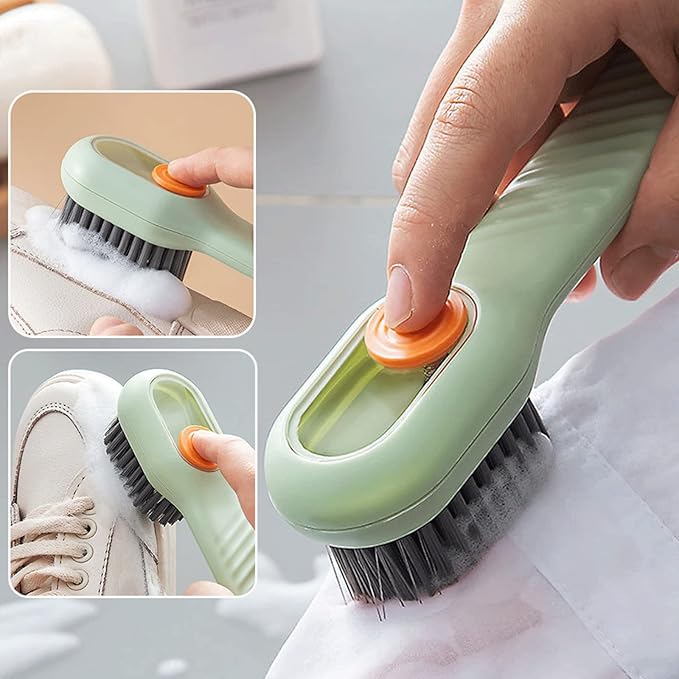 4PCS Shoe Brush for Cleaning, Soft Bristle Cleaning Brush, Automatic Liquid Adding Laundry Brushes, Multifunctional Liquid Shoe Brush Cleaning Shoes Canvas Cleaner Laundry Stain Brush