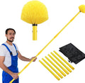 Dusters for Cleaning,Duster, Cobweb Duster with Extension Pole, Medium Stiff Bristles Cobweb Duster Head Ceiling Fan Duster Webster Cobweb Duster for Outdoor Indoor Cleaning (Yellow, 10 FT)