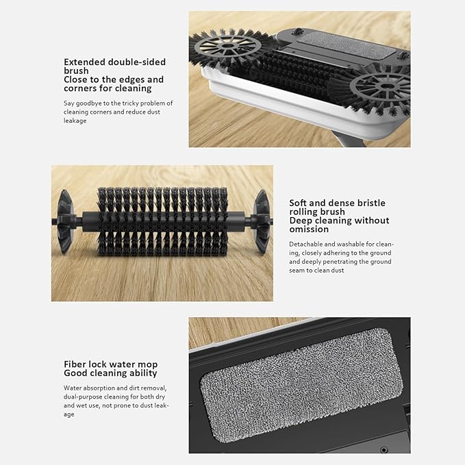 Push Sweeper Floor Sweeper, 2-in-1 360° Rotating Hand Push Sweeper, High Efficient Carpet Sweeper with Long Handle, Hanging Manual Vacuum Sweeper for Home Office