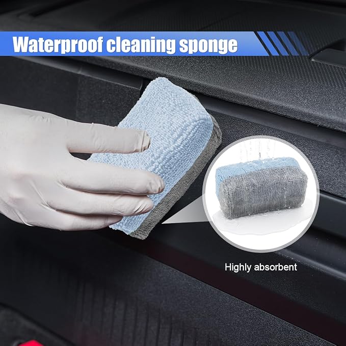 12PCS Ceramic Coating Applicator Sponge, Microfiber Rectangular Auto Polishing Cleaning Pads, Universal Automotive Detailing Sponge for Car Wax, Paint, Sealant Application (Blue)