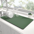 Rnivvi Dish Drying Mat for Kitchen Counter, XL 15 x 24" Super Absorbent Drainer Pad Easy Clean Dish Rack Pad, Non-Slip Heat Resistant Coffee Bar Mat for Coffee Machine Station Accessories,Forest Green