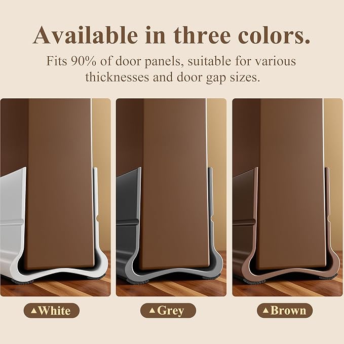 36.6 in Under Door Draft Stopper Reusable Self-Adhesive Door Sweep with Triple Seal Technology Soundproof Felt Flexible Gap Filler for Interior Exterior Doors Noise Reducing Door Seal Brown