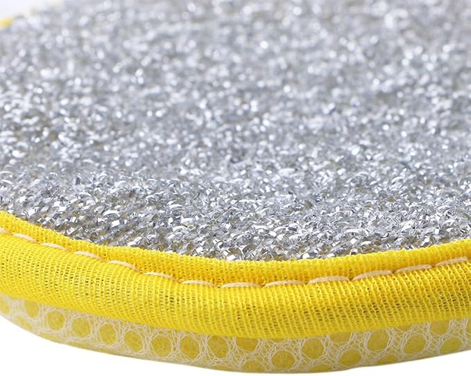 10 Pcs Durable Scrub Scouring Sponge Microfiber Scouring Scrubber Round Dish Washing Sponge Scrubber for Cleaning Dishes Pots, Random Color