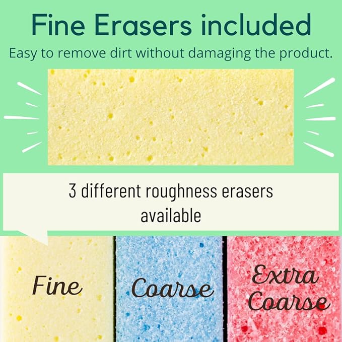 Rust Eraser for Knives Kitchen Stoves Wood Finish and Bicycles Multi Purpouse Cleaning Rubber Eraser Remover Dirt Stains (Fine) Made in Japan, Set of 2