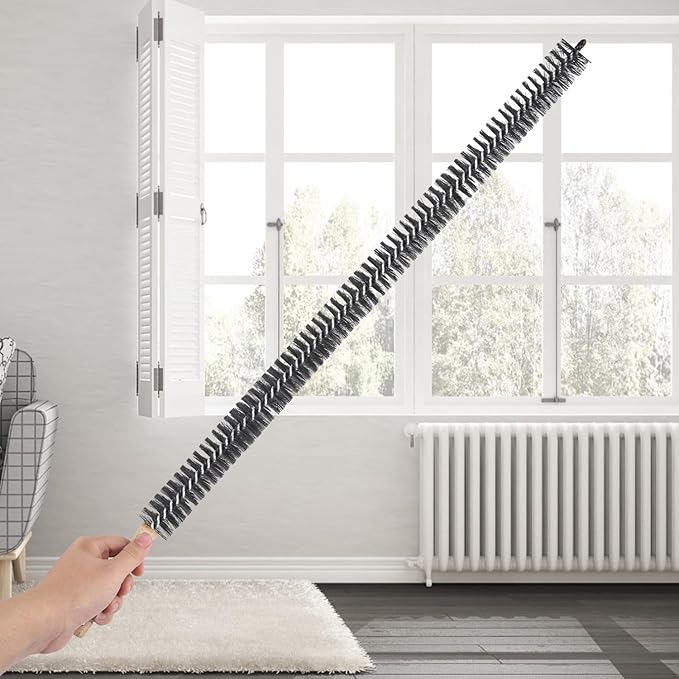 Radiator Cleaning Brush, Flexible Wood Handle Radiator Duster Brush Long Handled Dryer Lint Brush Radiator Duster Radiator Cleaner Brush Dryer Vent Brush for Radiator