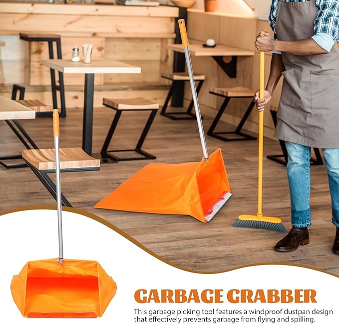 Windproof Trash Grabber with Clamp and Dustpan 33.07X20.07X12.20In Outdoor Indoor Garbage Pickup Tool with Durable Dustpan for Efficient Waste Collection