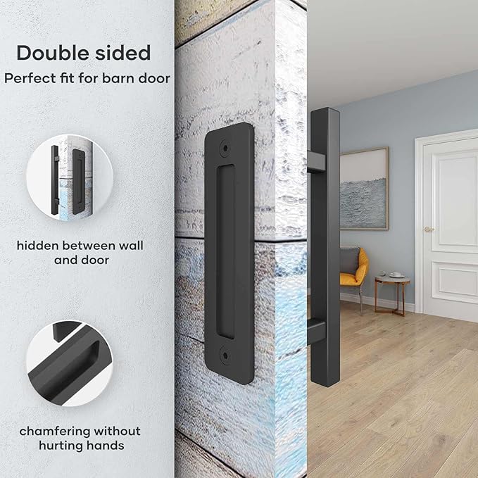 EaseLife 2 Pack 12" Sliding Barn Door Handles and Pulls Hardware,Rustic Double Sided,Heavy Duty
