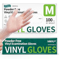 Vinyl Disposable Exam Gloves, Clear 4 Mil Powder-Free Latex-Free Medical Food-Safe Cooking Cleaning Glove, 100 Pcs (Medium)