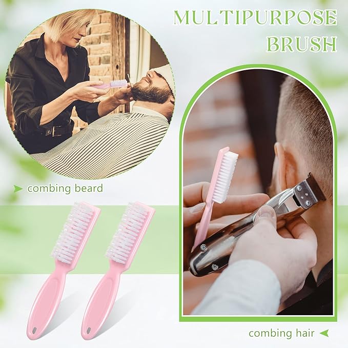 Patelai 12 Pcs Barber Clipper Brush Blade Trimmer Cleaning Brush for Fades Nail Neck Duster Manicure Salon(Light Pink)