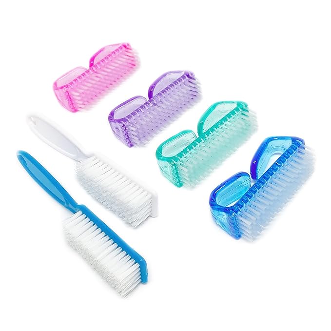 6 Pack Handle Grip Nail Cleaning Brush, Fingernail Brush Cleaner Scrub Brush Kit for Toes Shower and Women & Men & Pets (Color a)