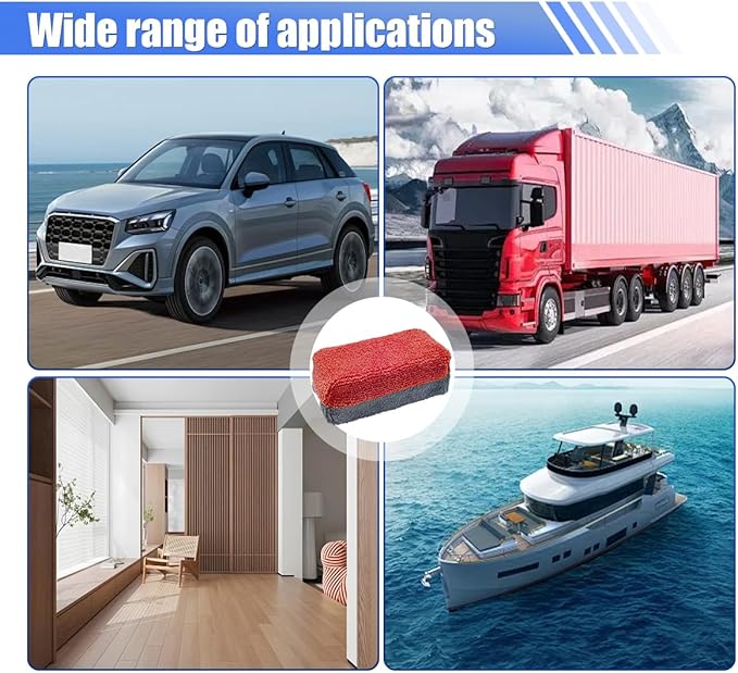 12PCS Ceramic Coating Applicator Sponge, Microfiber Rectangular Auto Polishing Cleaning Pads, Universal Automotive Detailing Sponge for Car Wax, Paint, Sealant Application (Red)