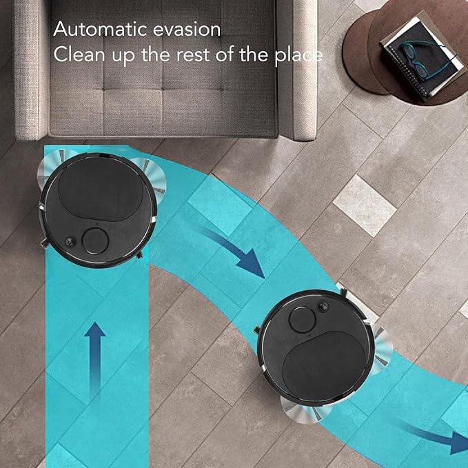 Smart Vacuum Robot Cleaner, 5V USB Rechargeable Mini Vacuum Robot, Smart Sweeping Robot for Home Carpet Floor Marble Tile(Black)