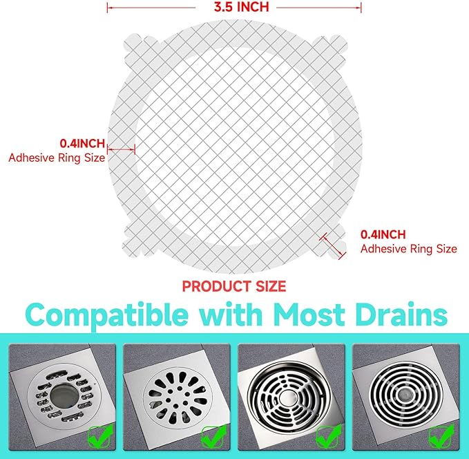 30 Pack Disposable Shower Drain Hair Catcher Shower Drain Mesh Stickers, Bathroom, Bathtub, Kitchen, Sink, for Human and pet Hair