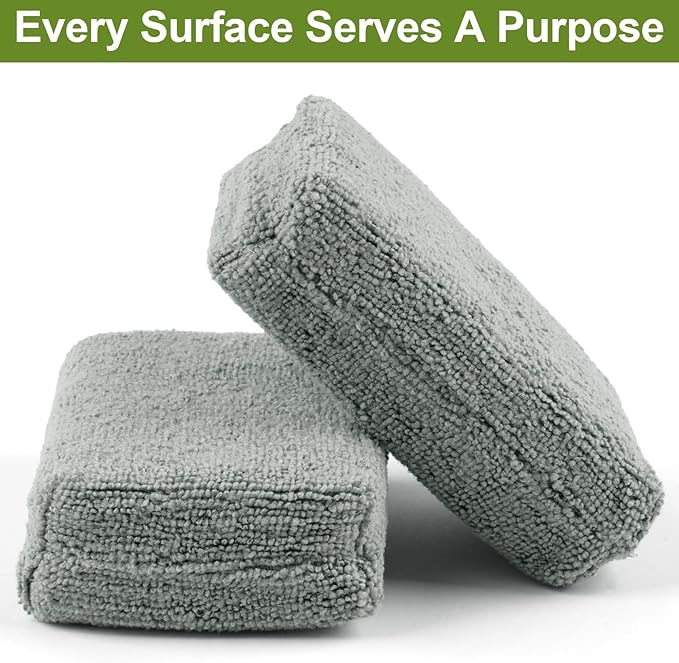 16 PCS Microfiber Applicator Pad, 4.7"x3.1" Scratch-Free Foam Buffing Scrub Pads, Car Wash Sponges for Effortless Detail Polishing, Waxing, Tire Shining, Interior Cleaning, Scrubbing (Grey)