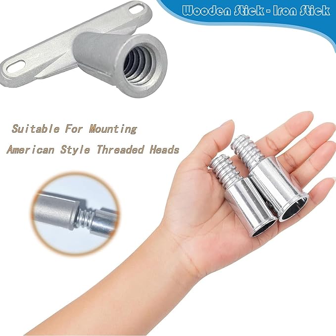 Broom Handle Bracket,5mm Thickness Deck Brush Accessories,Aluminum One-Piece Casting Metal Brackets,Broom Bracket for American Style Threadedd Threaded Tip Replacement (4)