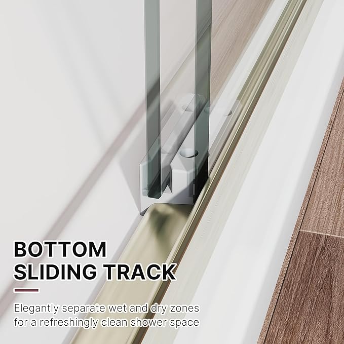 Shower Door 50-54 in. W x 72 in. H, UCALAFEE Semi-Frameless Double Sliding Shower Door with 1/4" (6mm) SGCC Clear Tempered Glass, Silent Soft-Close & Anti-Leak Walk-in Shower Door, Brushed Gold
